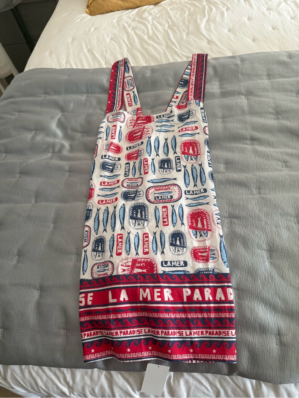 Show Me Your MuMu White Navy Red Printed Mini Dress